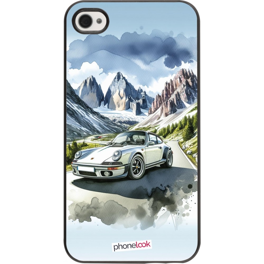 iPhone 4/4s Case Hülle - Porsche 911 Berg Aquarell