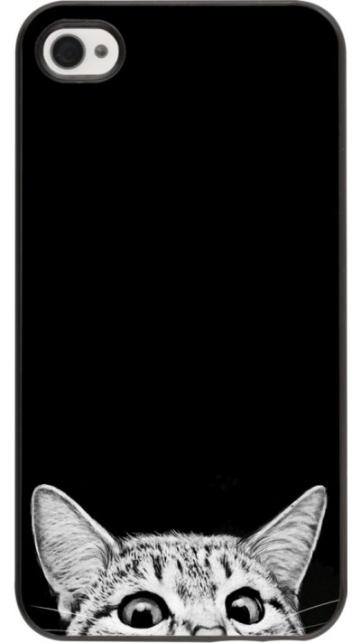 Coque iPhone 4/4s - Cat Looking Up Black Coque iPhone 4/4s - Cat Looking Up Black