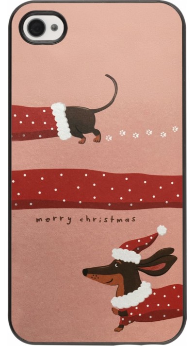 Coque iPhone 4/4s - Christmas 25 Teckel Merry Xmas
