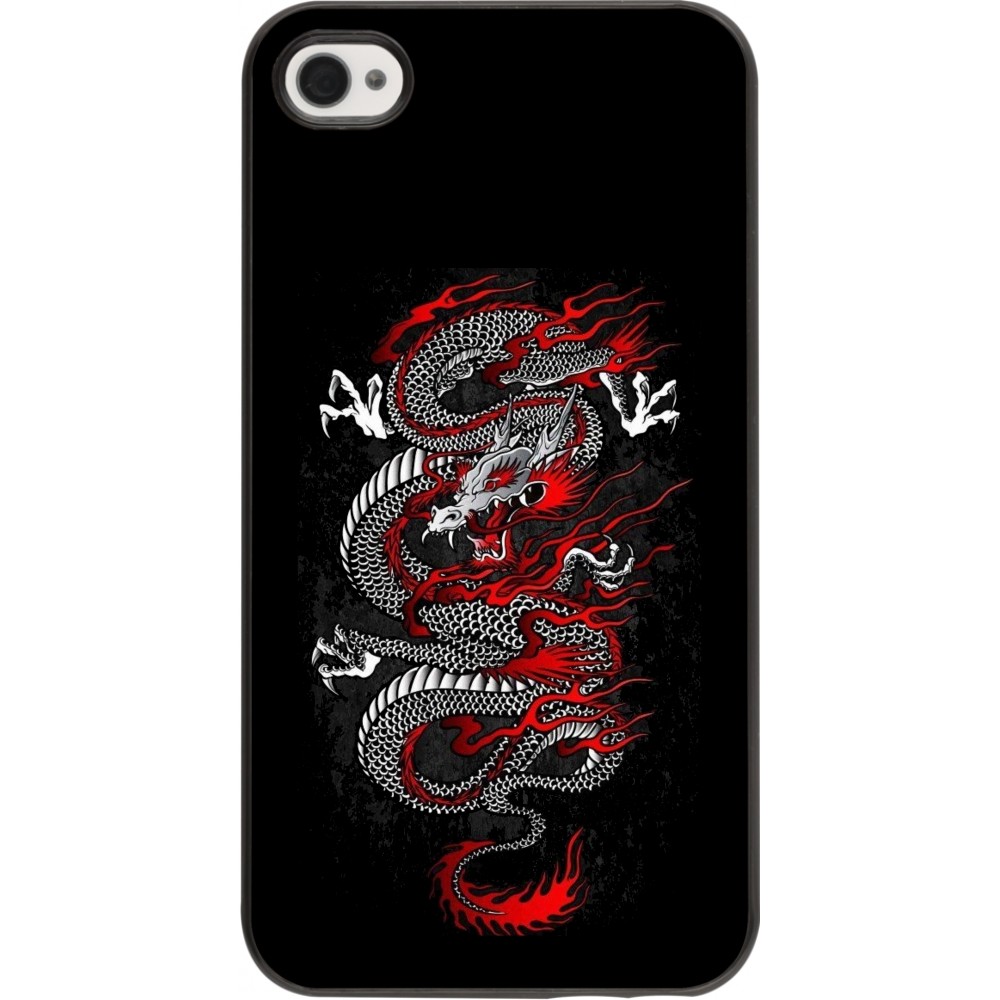 iPhone 4/4s Case Hülle - Japanese style Dragon Tattoo Red Black