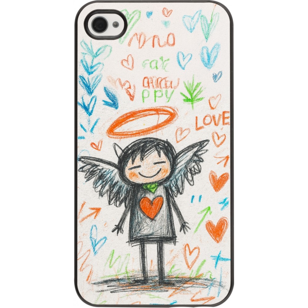 iPhone 4/4s Case Hülle - Little Angel Sketch Love