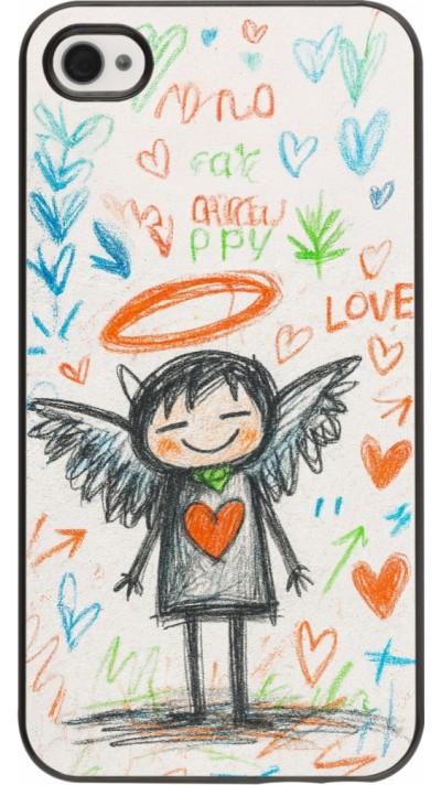 Coque iPhone 4/4s - Little Angel Sketch Love