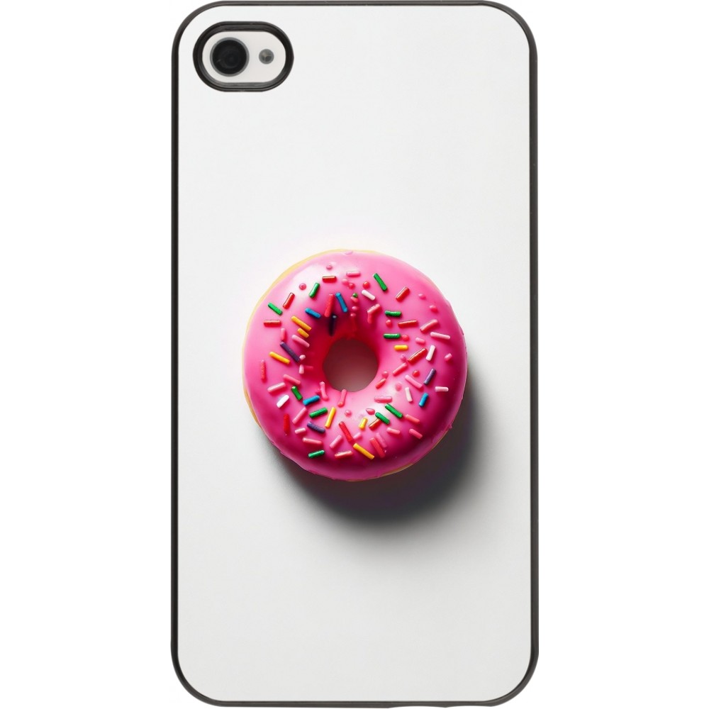 Coque iPhone 4/4s - Weißer Hintergrund, pinker Donut