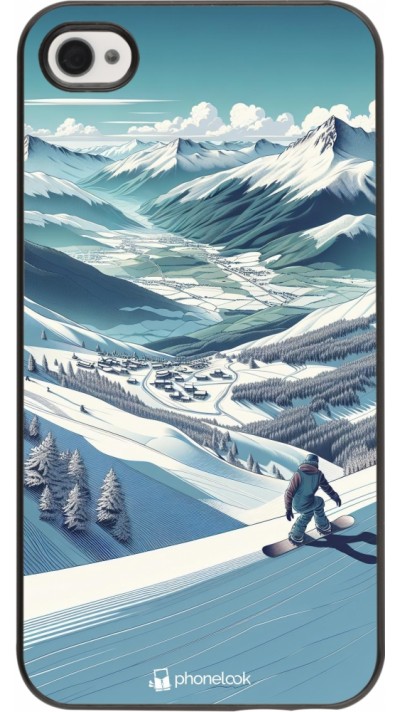 Coque iPhone 4/4s - Snowboarder Montagne