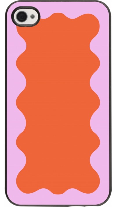 Coque iPhone 4/4s - Wavy Rectangle Orange Pink