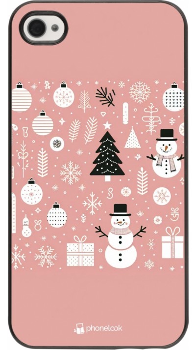 iPhone 4/4s Case Hülle - Weihnachten 2024 Rose Schneemann Weihnachten