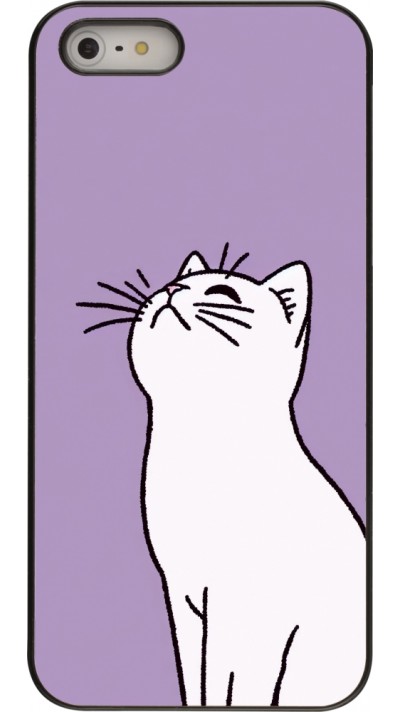 Coque iPhone 5/5s / SE (2016) - Chat sur fond violet
