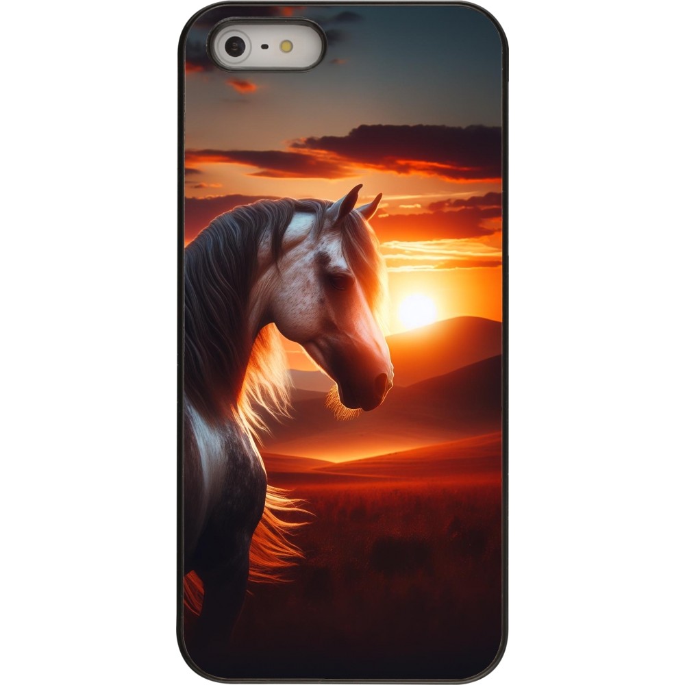 iPhone 5/5s / SE (2016) Case Hülle - Majestätischer Sonnenuntergang Pferd