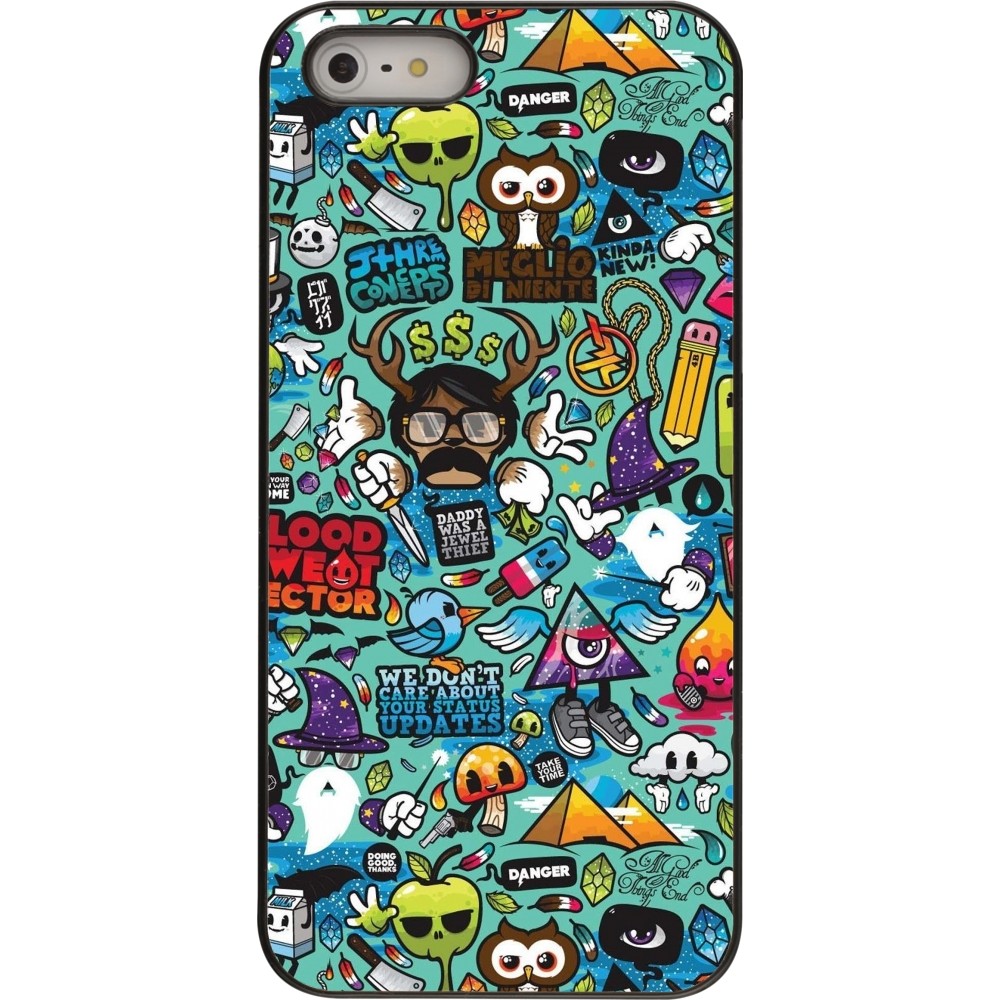 Coque iPhone 5/5s / SE (2016) - Mixed Cartoons Turquoise
