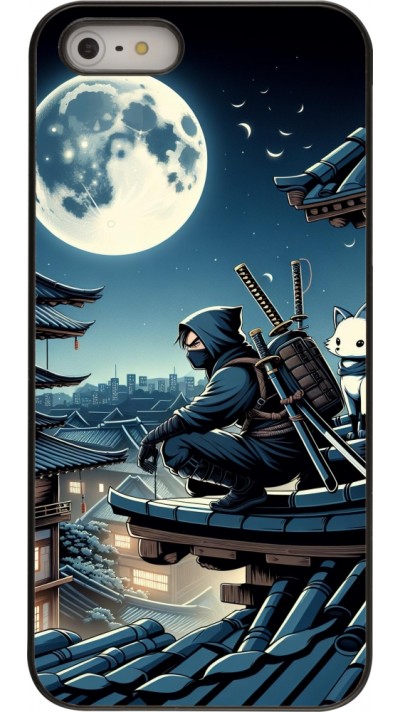 Coque iPhone 5/5s / SE (2016) - Ninja sous la lune Coque iPhone 5/5s / SE (2016) - Ninja sous la lune