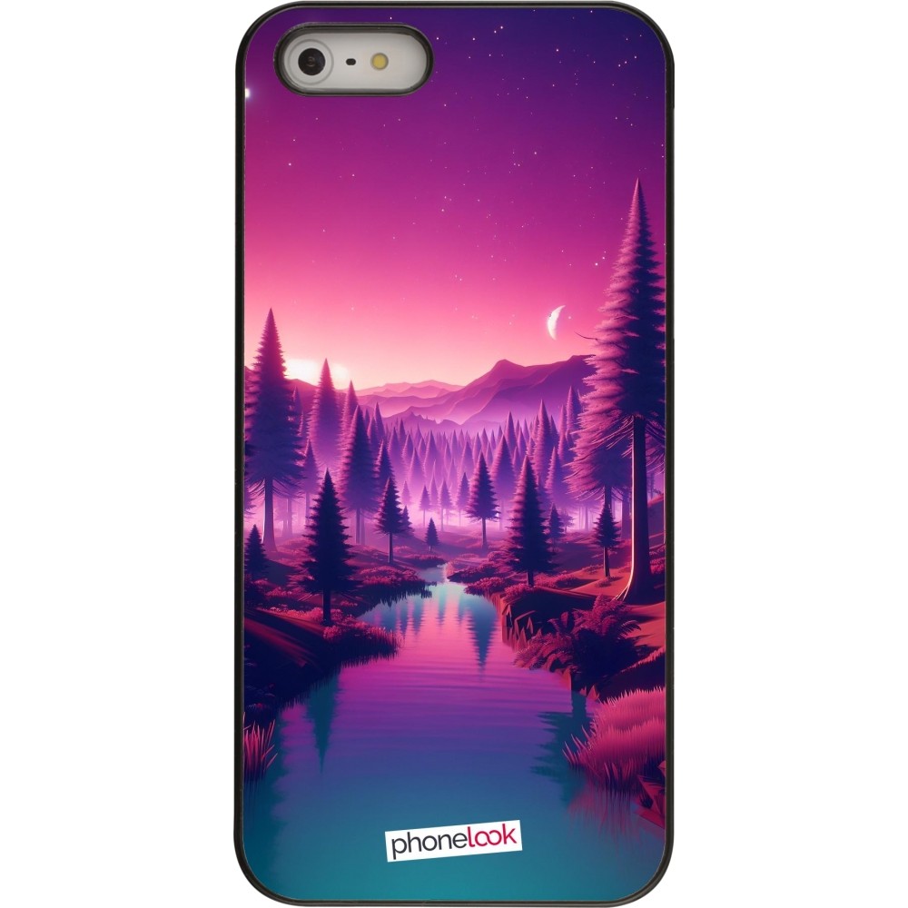 iPhone 5/5s / SE (2016) Case Hülle - Lila-rosa Landschaft