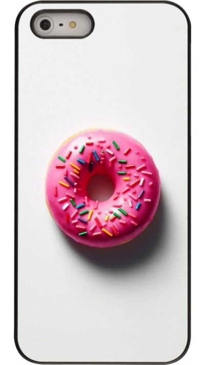 Coque iPhone 5/5s / SE (2016) - Weißer Hintergrund, pinker Donut