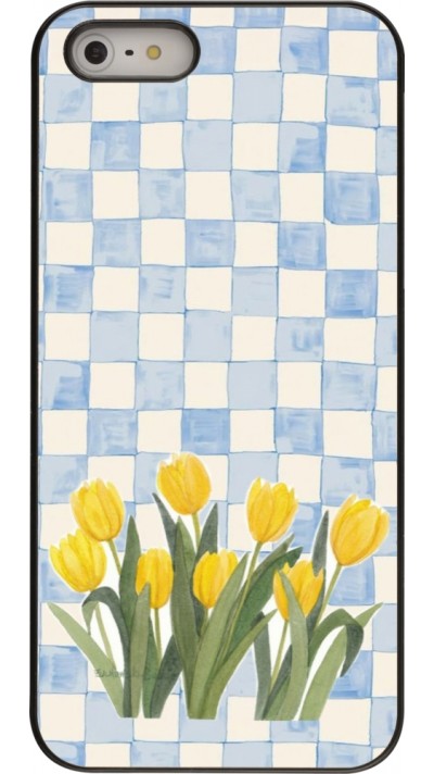 Coque iPhone 5/5s / SE (2016) - Blue vichy tulips Spring 2026