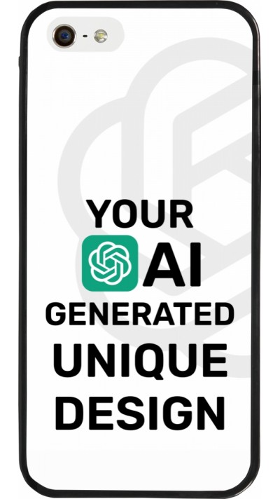 Coque iPhone 5/5s / SE (2016) - Silicone rigide noir Unique au monde générée par intelligence artificielle (AI) avec vos idées