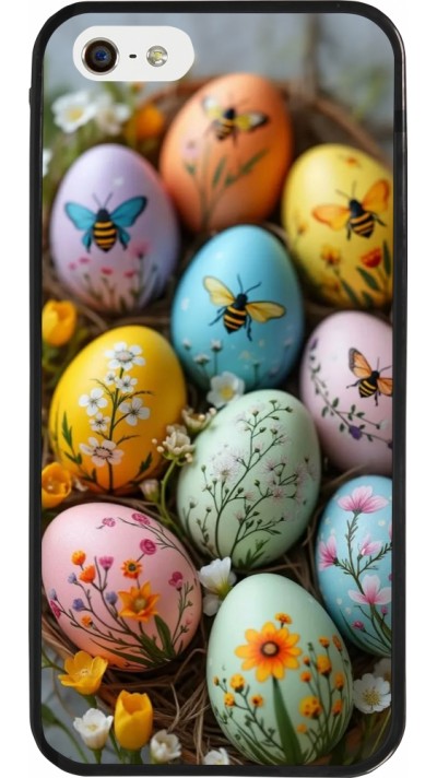 Coque iPhone 5/5s / SE (2016) - Silicone rigide noir Easter 2026 Eggs with bees