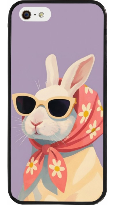 Coque iPhone 5/5s / SE (2016) - Silicone rigide noir Easter 2026 Rabbit with scarf