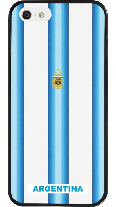 Coque iPhone 5/5s / SE (2016) - Silicone rigide noir Maillot de football Argentine 2026 personnalisable