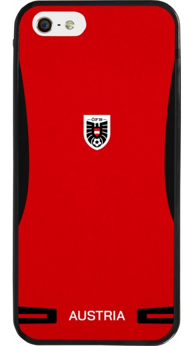 Coque iPhone 5/5s / SE (2016) - Silicone rigide noir Maillot de football Autriche 2026 personnalisable