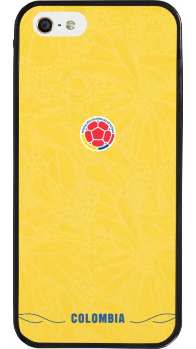 Coque iPhone 5/5s / SE (2016) - Silicone rigide noir Maillot de football Colombie 2026 personnalisable