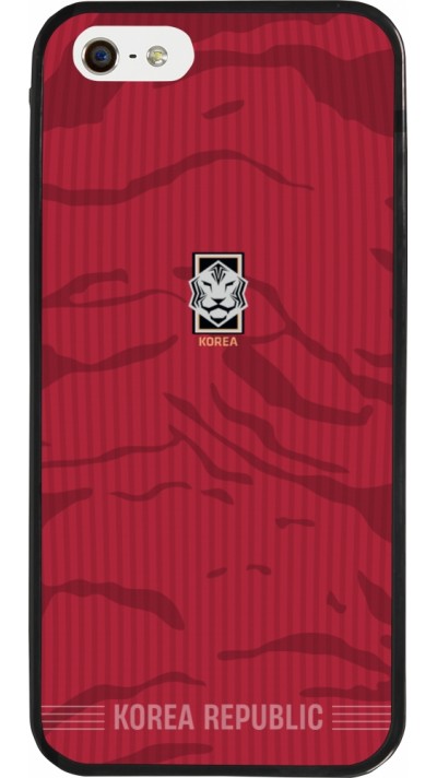 Coque iPhone 5/5s / SE (2016) - Silicone rigide noir Maillot de football Corée du Sud 2026 personnalisable