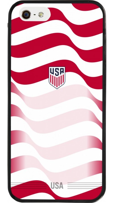 Coque iPhone 5/5s / SE (2016) - Silicone rigide noir Maillot de football E?tats Unis 2026 personnalisable