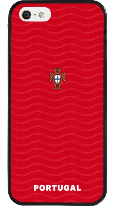 Coque iPhone 5/5s / SE (2016) - Silicone rigide noir Maillot de football Portugal 2026 personnalisable
