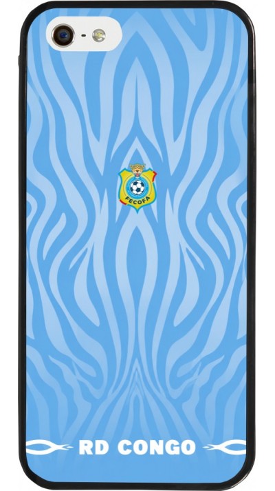 Coque iPhone 5/5s / SE (2016) - Silicone rigide noir Maillot de football RD Congo 2026 personnalisable