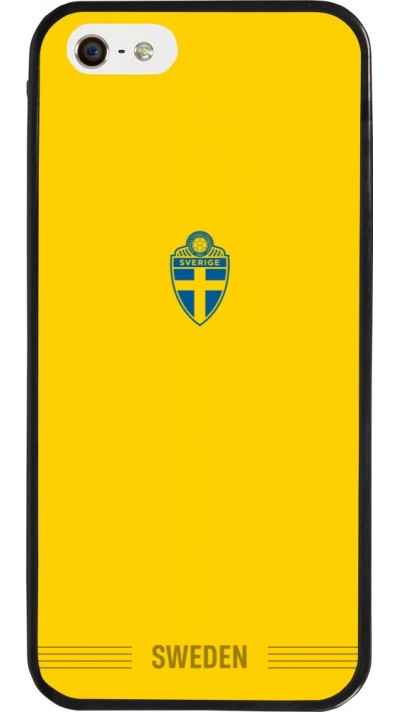 Coque iPhone 5/5s / SE (2016) - Silicone rigide noir Maillot de football Suède 2026 personnalisable
