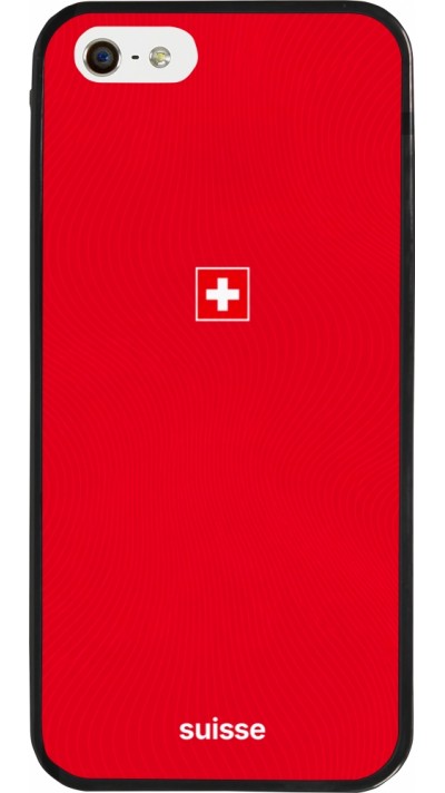Coque iPhone 5/5s / SE (2016) - Silicone rigide noir Maillot de football Suisse 2026 personnalisable
