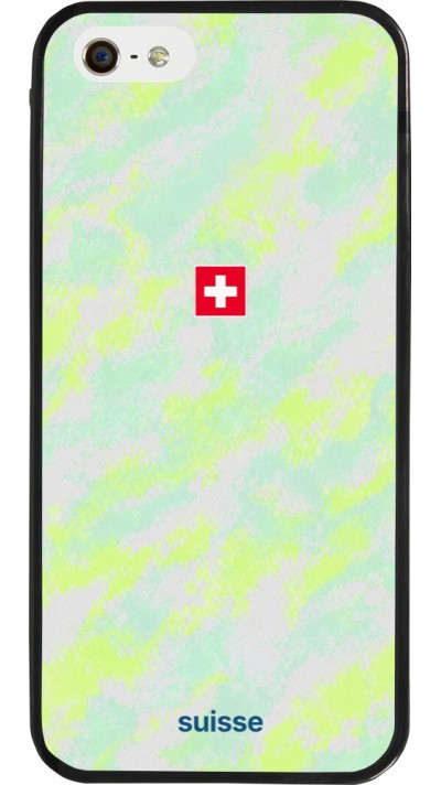 Coque iPhone 5/5s / SE (2016) - Silicone rigide noir Maillot de football Suisse Away 2026 personnalisable