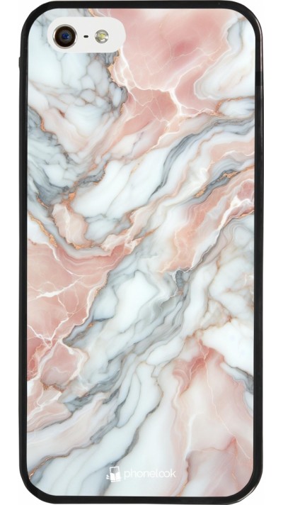 iPhone 5/5s / SE (2016) Case Hülle - Silikon schwarz Rosa Leuchtender Marmor