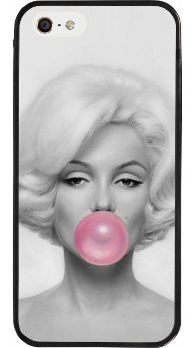 Coque iPhone 5/5s / SE (2016) - Silicone rigide noir Marilyn Bubble