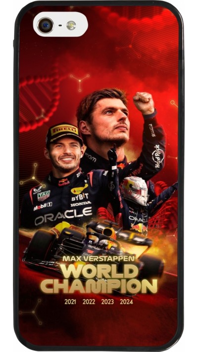 Coque iPhone 5/5s / SE (2016) - Silicone rigide noir Max Verstappen Champion 2023
