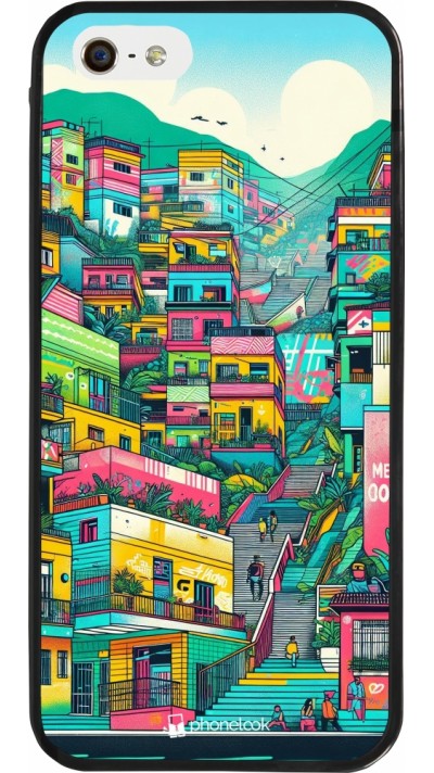 Coque iPhone 5/5s / SE (2016) - Silicone rigide noir Medellin Comuna 13 Art