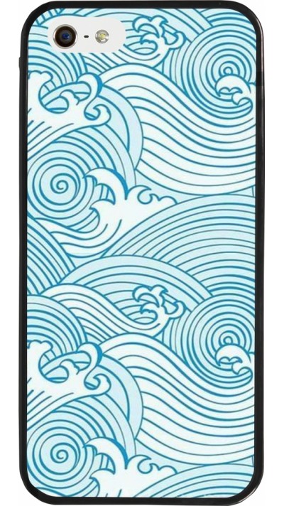 Coque iPhone 5/5s / SE (2016) - Silicone rigide noir Ocean Waves