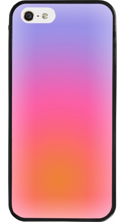 Coque iPhone 5/5s / SE (2016) - Silicone rigide noir Orange Pink Blue Gradient