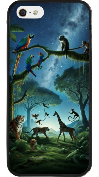 Coque iPhone 5/5s / SE (2016) - Silicone rigide noir Paradis des animaux exotiques