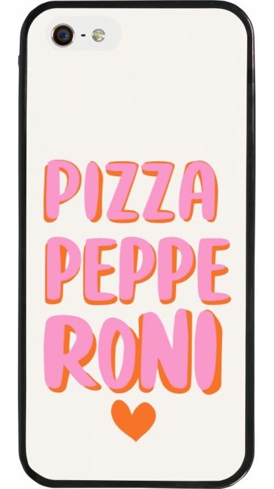 Coque iPhone 5/5s / SE (2016) - Silicone rigide noir Pizza pepperoni 2026