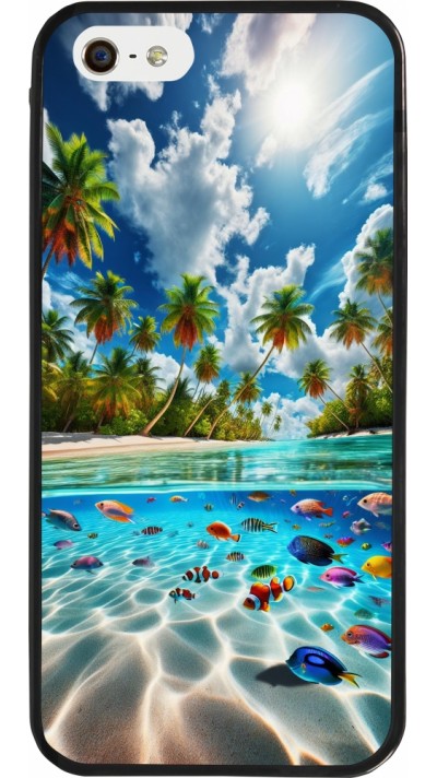 Coque iPhone 5/5s / SE (2016) - Silicone rigide noir Plage Paradis