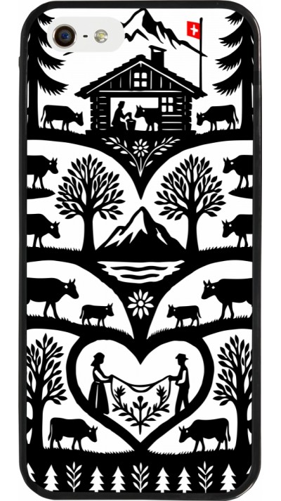 Coque iPhone 5/5s / SE (2016) - Silicone rigide noir Poya Suisse 2