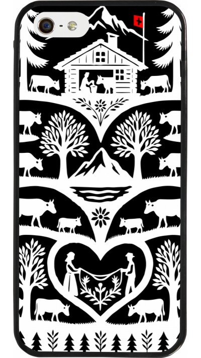 Coque iPhone 5/5s / SE (2016) - Silicone rigide noir Poya Suisse 2 noir