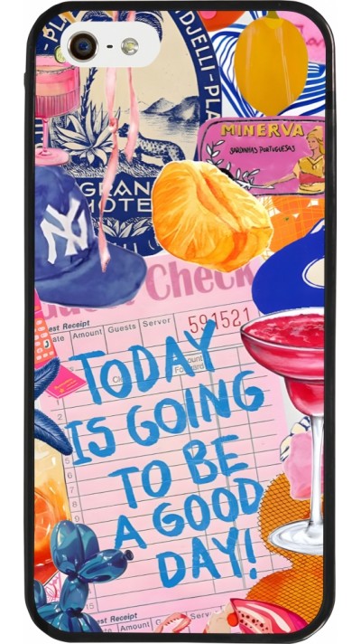 Coque iPhone 5/5s / SE (2016) - Silicone rigide noir Preppy Today is Going to be a good day