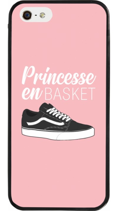Coque iPhone 5/5s / SE (2016) - Silicone rigide noir princesse en basket