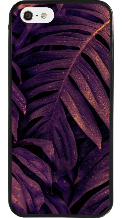 Coque iPhone 5/5s / SE (2016) - Silicone rigide noir Purple Light Leaves