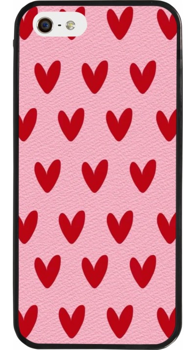 Coque iPhone 5/5s / SE (2016) - Silicone rigide noir Saint Valentines Day 26 Pattern heart
