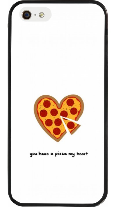Coque iPhone 5/5s / SE (2016) - Silicone rigide noir Saint Valentines Day 26 You have my pizza heart