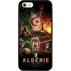 Coque iPhone 5/5s / SE (2016) - Silicone rigide noir Football Algérie splash 2026