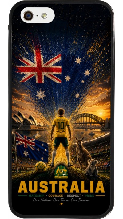 Coque iPhone 5/5s / SE (2016) - Silicone rigide noir Football Australie splash 2026