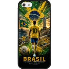 Coque iPhone 5/5s / SE (2016) - Silicone rigide noir Football Brésil splash 2026