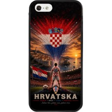 Coque iPhone 5/5s / SE (2016) - Silicone rigide noir Football Croatie splash 2026